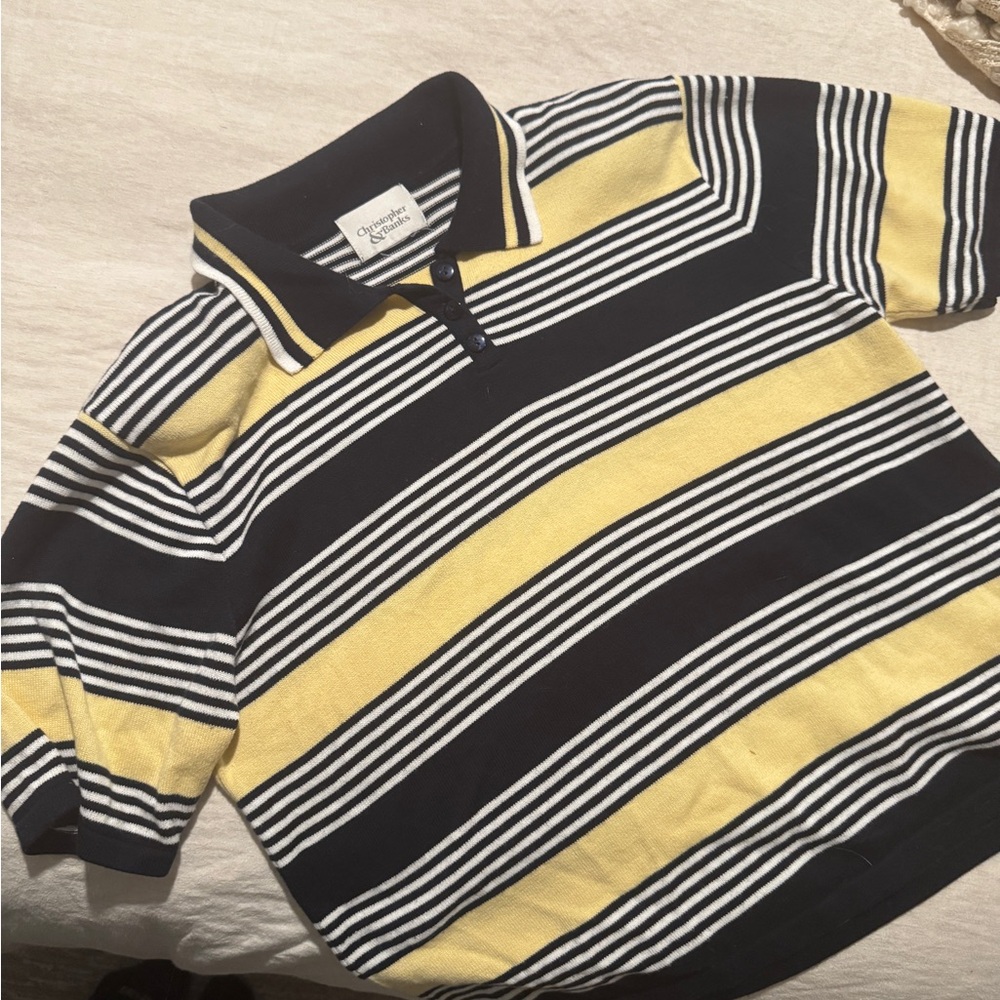 Vintage Striped Polo Shirt in Yellow and Black